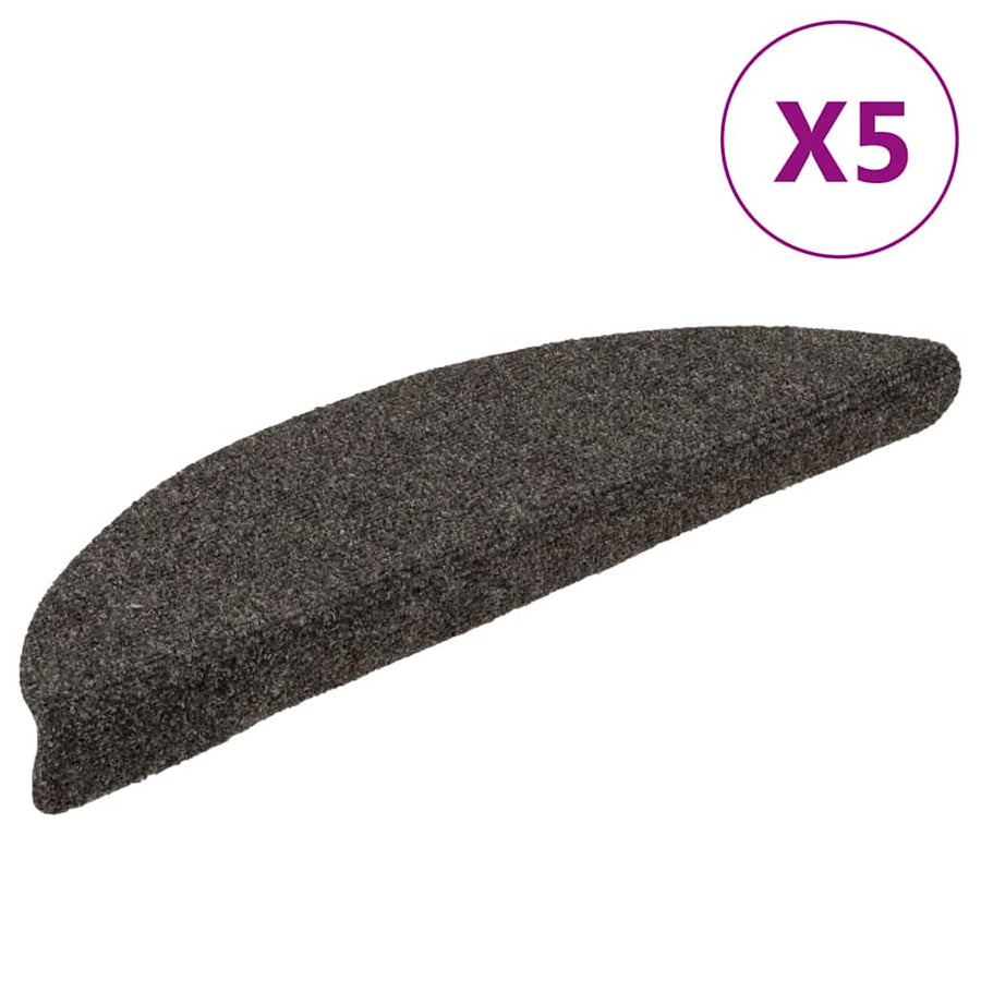 Trapmatten Zelfklevend 5 stuks 56x17x3 cm Antraciet Halfrond