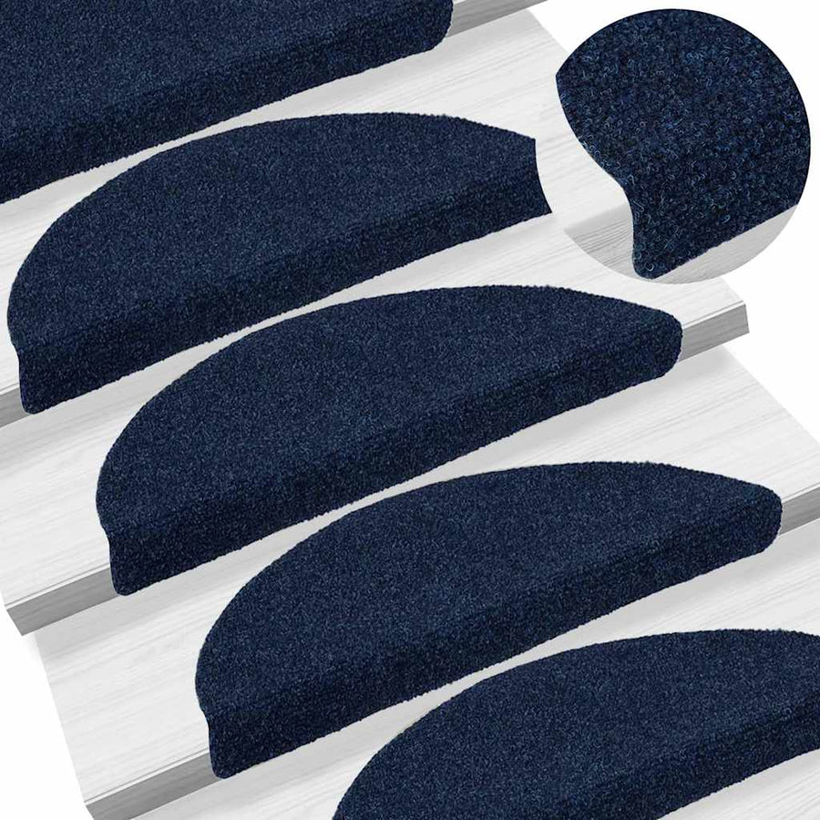 Trapmatten zelfklevend 10 stuks 56x17x3 cm marineblauw halfrond