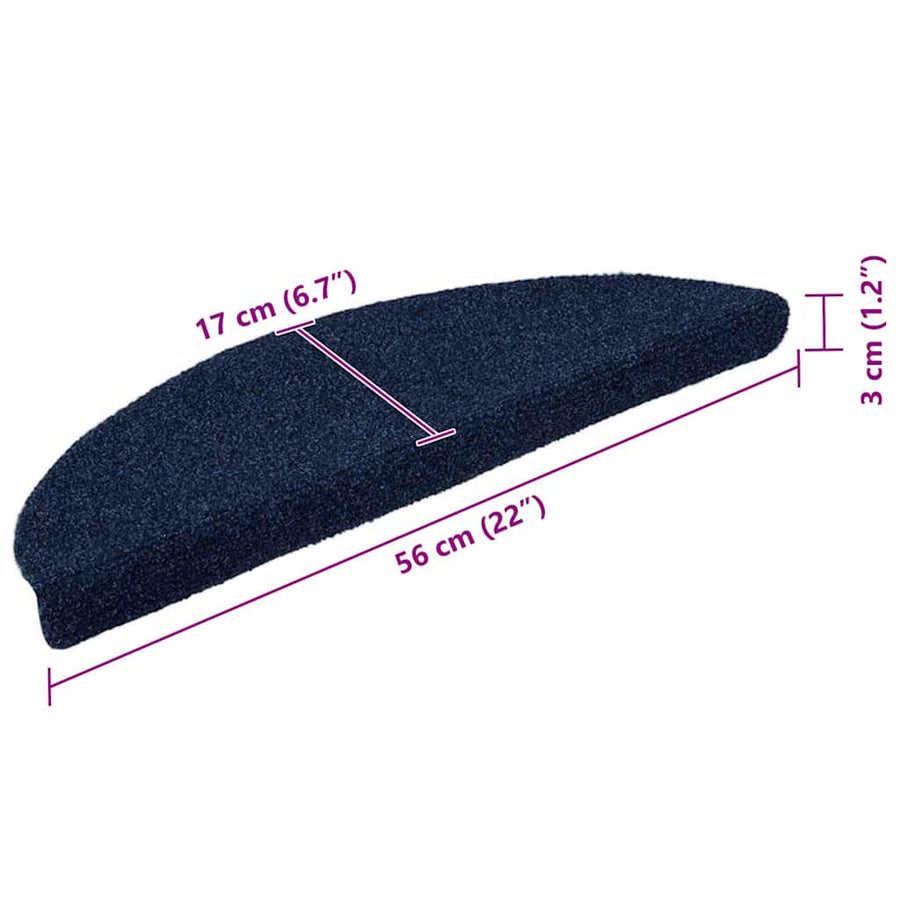 Trapmatten zelfklevend 10 stuks 56x17x3 cm marineblauw halfrond