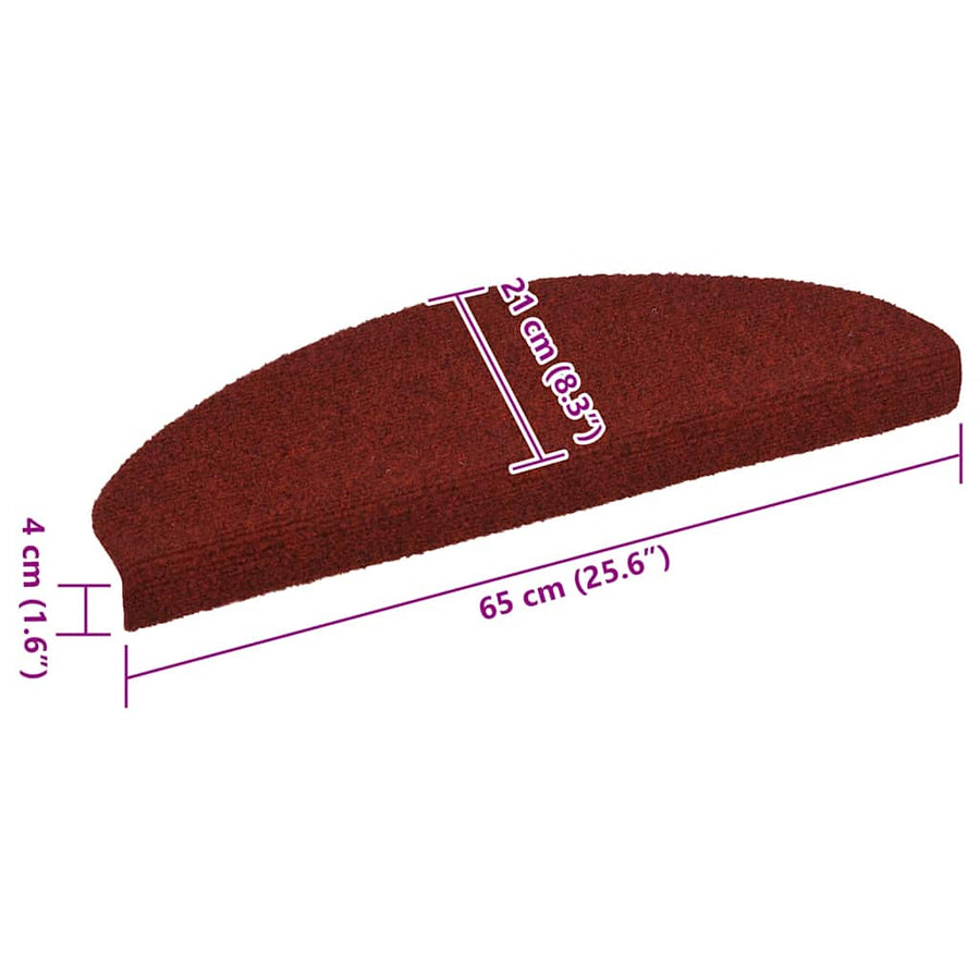 Trapmatten Zelfklevend 5 stuks 65x21x4 cm Bordeaux Rood Halfrond Groot