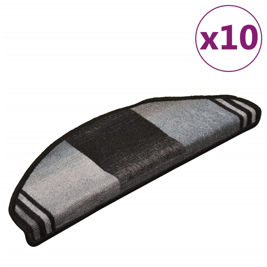 Trapmatten Zelfklevend 65X21X4 Cm 10 Zwart en grijs Halfrond