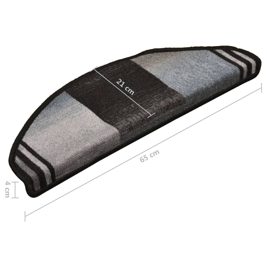 Trapmatten Zelfklevend 65X21X4 Cm 10 Zwart en grijs Halfrond