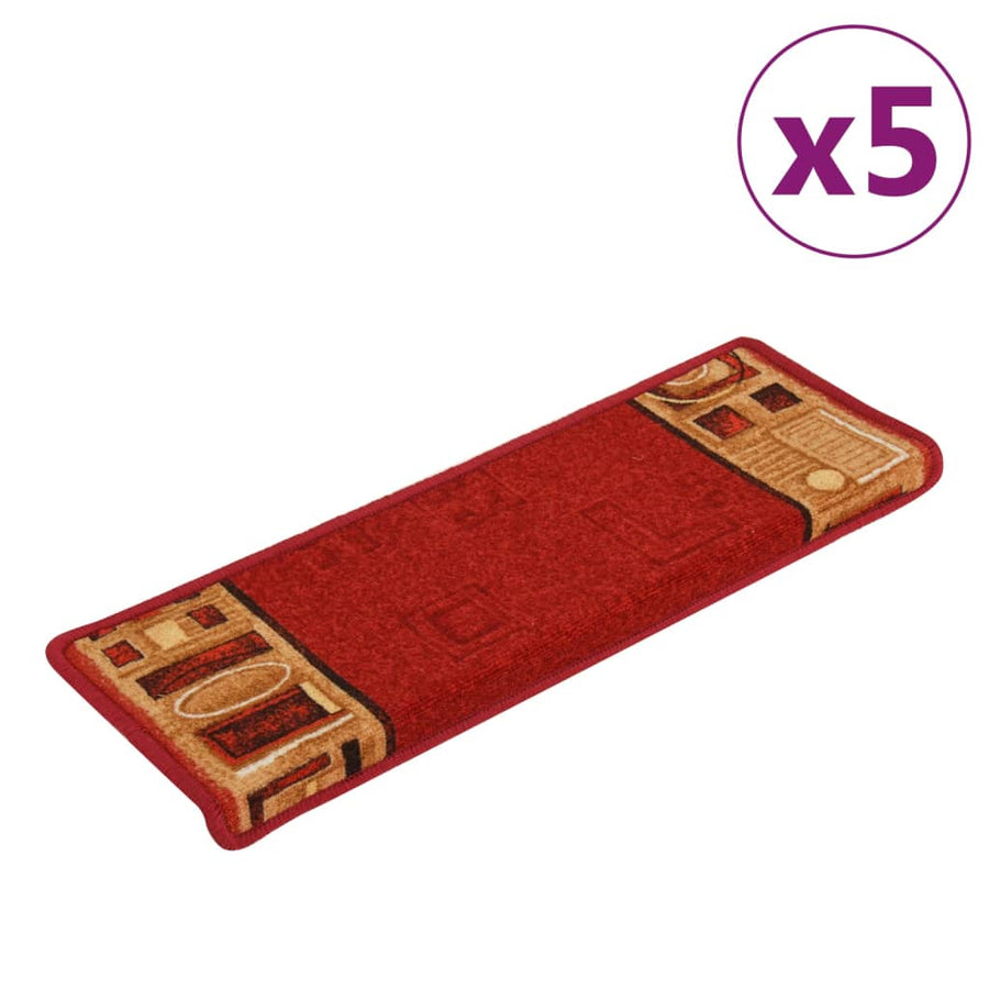Trapmatten zelfklevend 5 st 65x21x4 cm rood