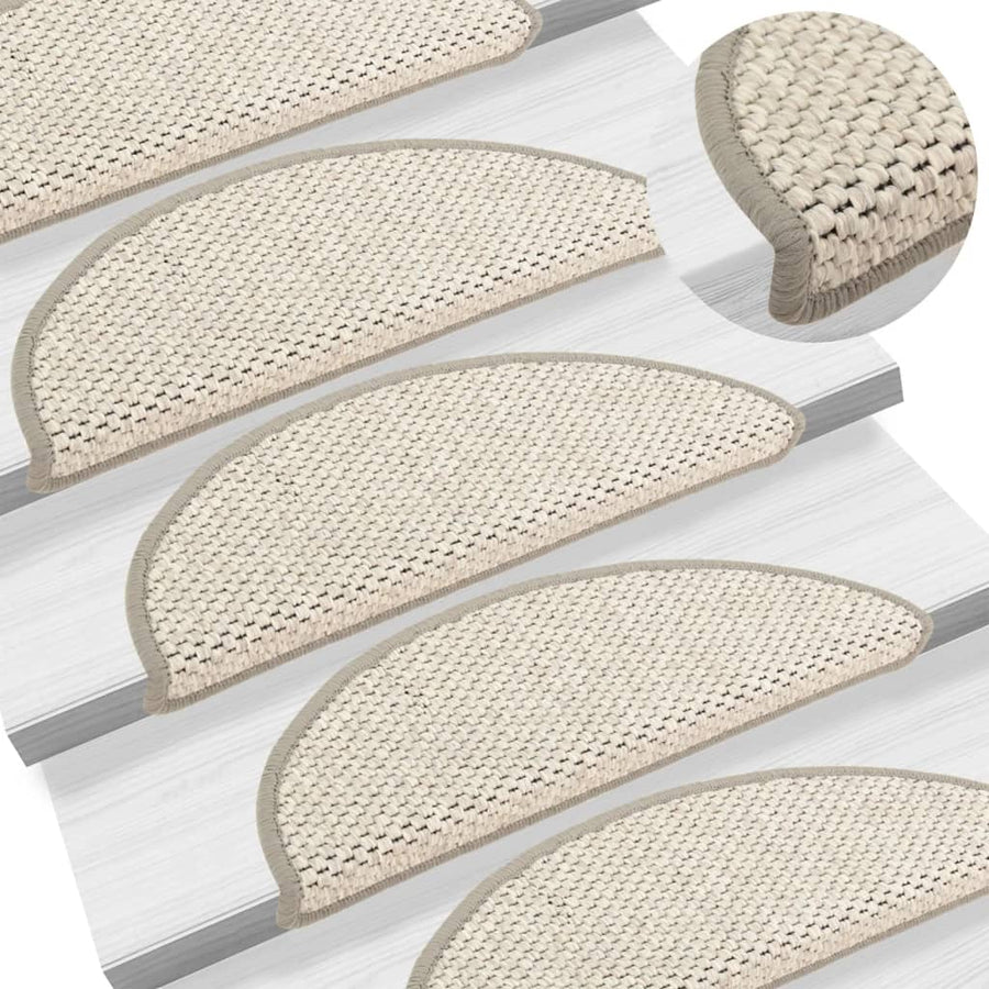 Trapmatten zelfklevend 15 st sisal-look 56x17x3 cm beige 56 x 20 cm Beige