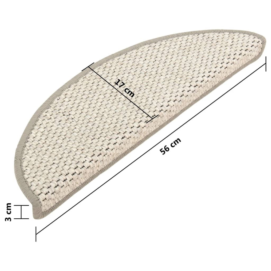 Trapmatten zelfklevend 15 st sisal-look 56x17x3 cm beige 56 x 20 cm Beige
