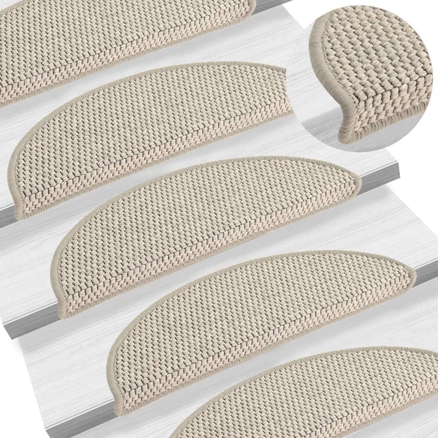 Trapmatten zelfklevend 15 st sisal-look 56x17x3 cm taupe 56 x 20 cm Taupe