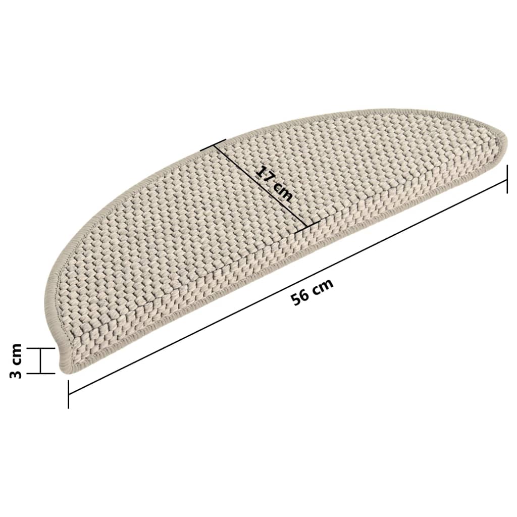Trapmatten zelfklevend 15 st sisal-look 56x17x3 cm taupe 56 x 20 cm Taupe