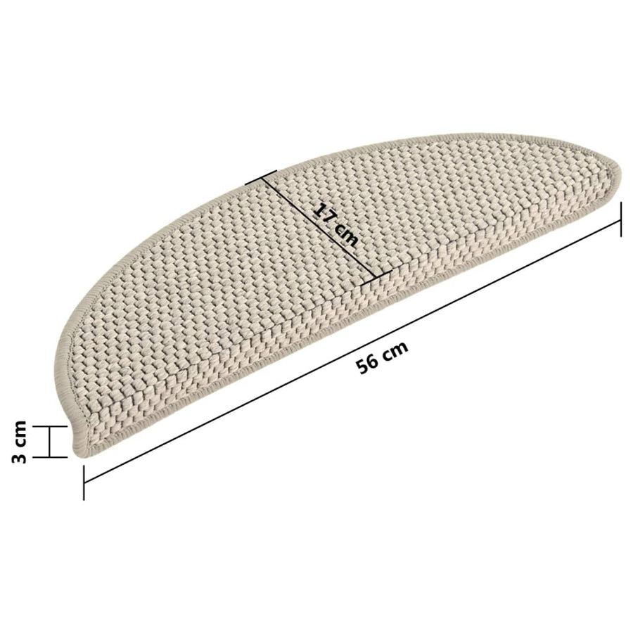Trapmatten zelfklevend 15 st sisal-look 56x17x3 cm taupe 56 x 20 cm Taupe