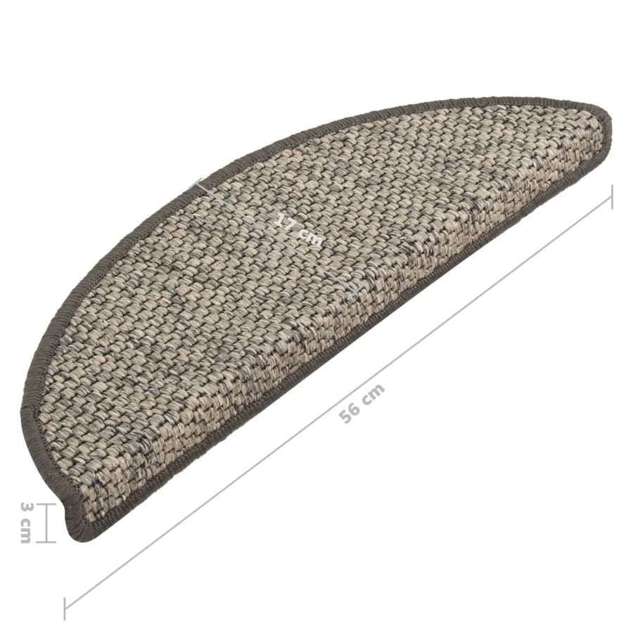 Trapmatten zelfklevend 15 st sisal-look 56x17x3cm zilverkleurig 56 x 20 cm Zilver