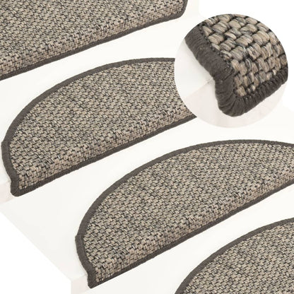 Trapmatten zelfklevend 15 st sisal-look 56x17x3cm zilverkleurig 56 x 20 cm Zilver