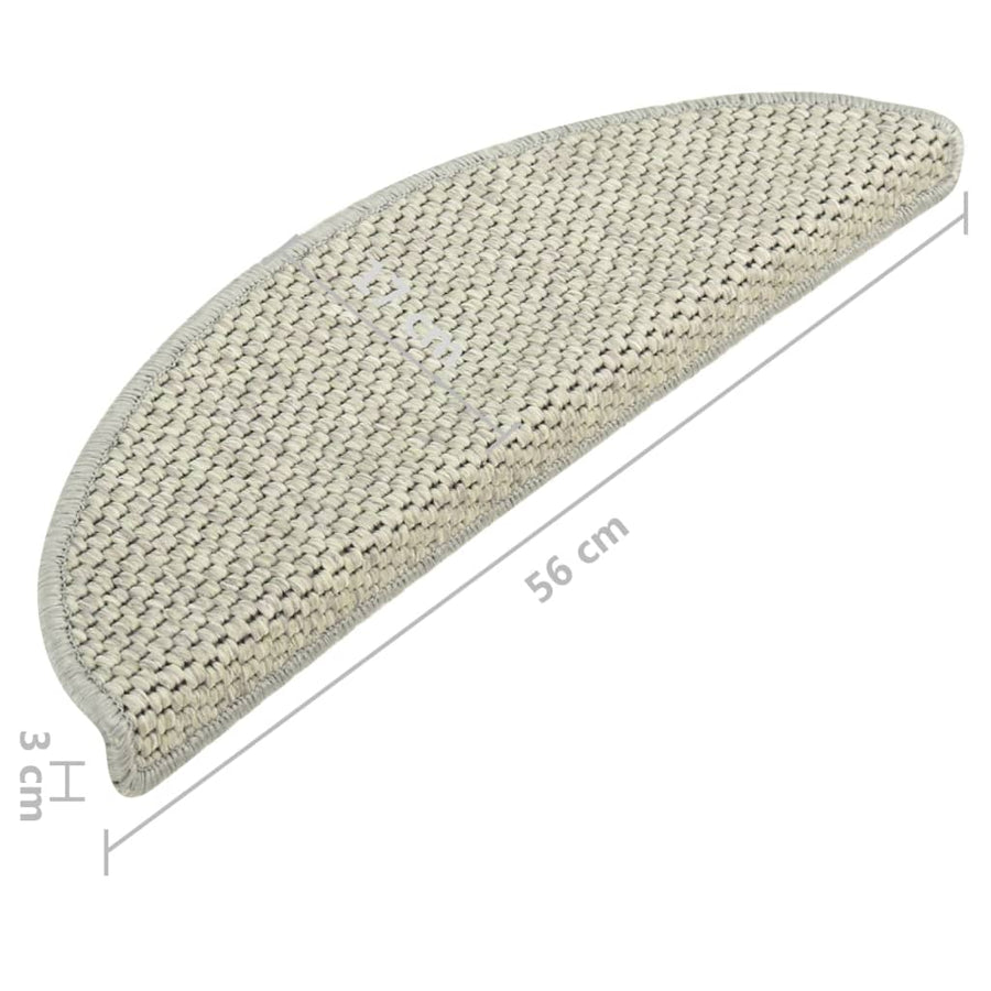 Trapmatten zelfklevend 15 st sisal-look 56x17x3 cm grijs 56 x 20 cm Grijs
