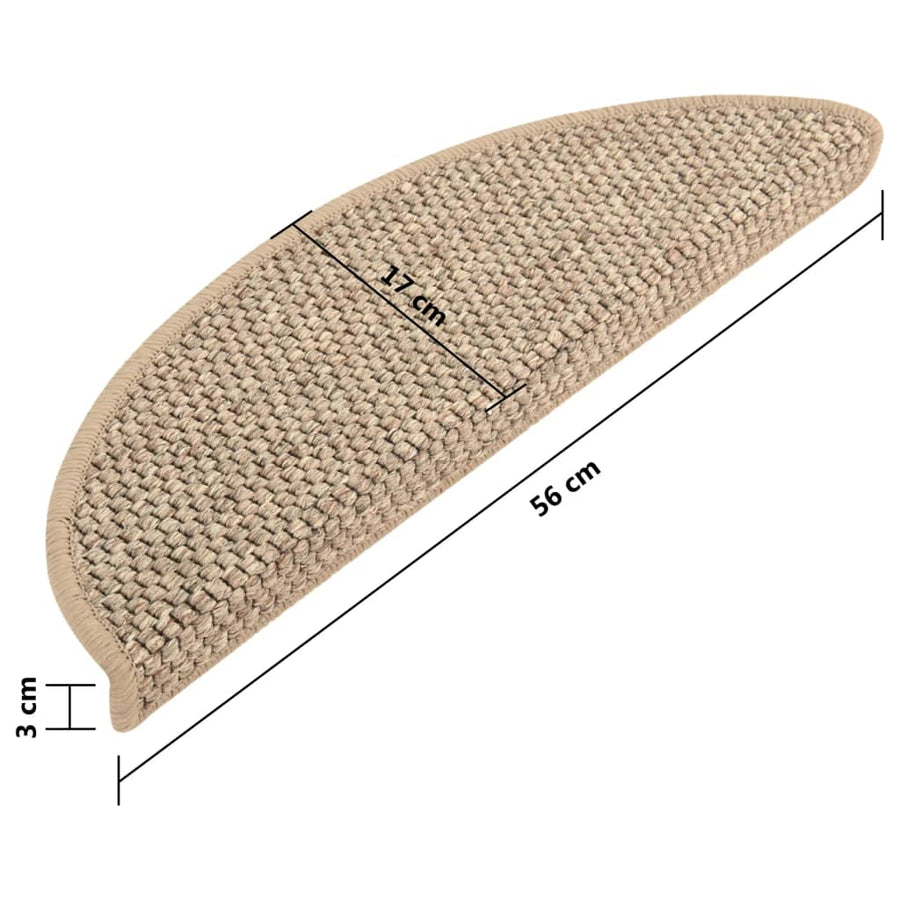Trapmatten zelfklevend 15 st sisal-look 56x17x3 cm donkerbeige 56 x 20 cm Donkerbeige