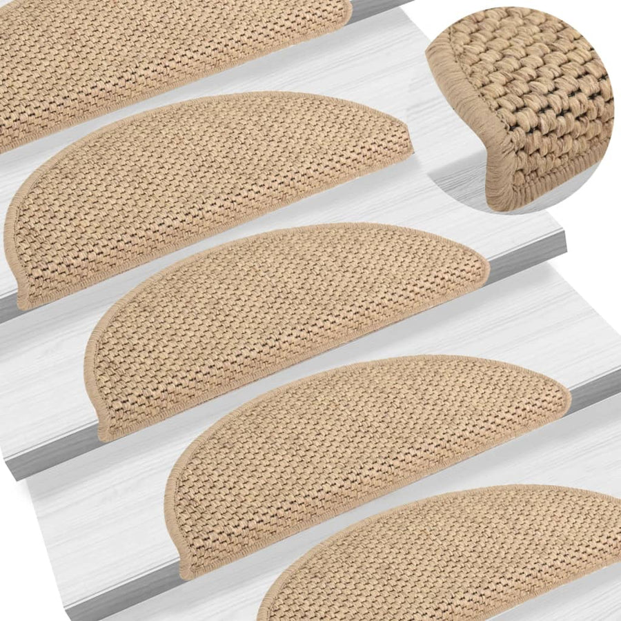 Trapmatten zelfklevend 15 st sisal-look 56x17x3 cm zandkleurig 56 x 20 cm Zand