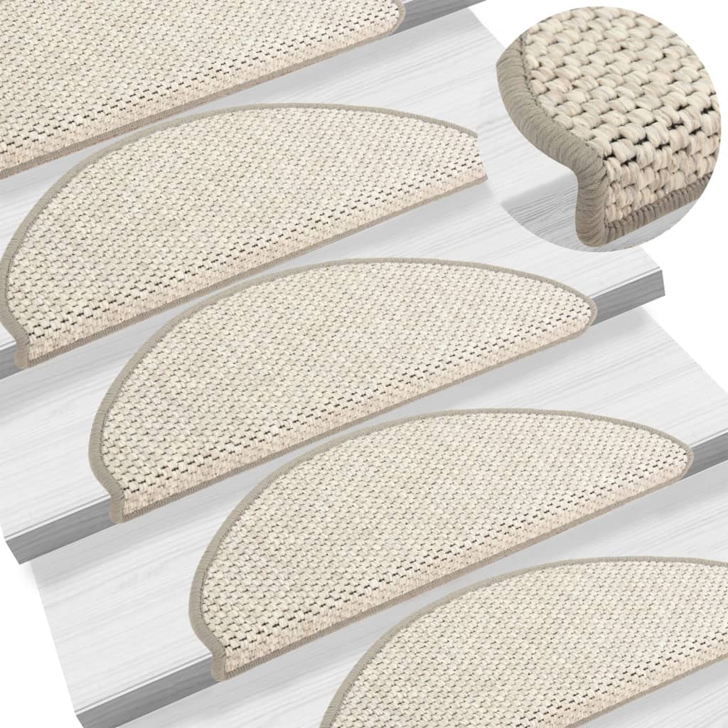 Trapmatten zelfklevend 15 st sisal-look 65x21x4 cm beige 65 x 25 cm Beige