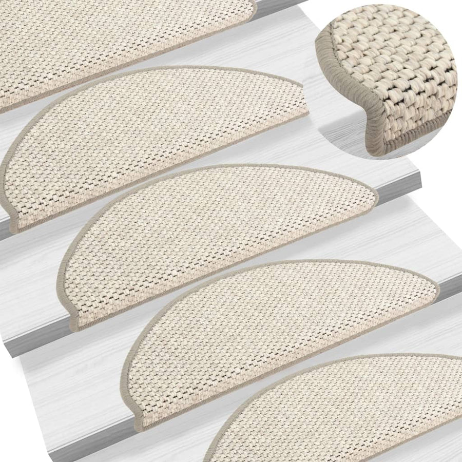 Trapmatten zelfklevend 15 st sisal-look 65x21x4 cm beige 65 x 25 cm Beige