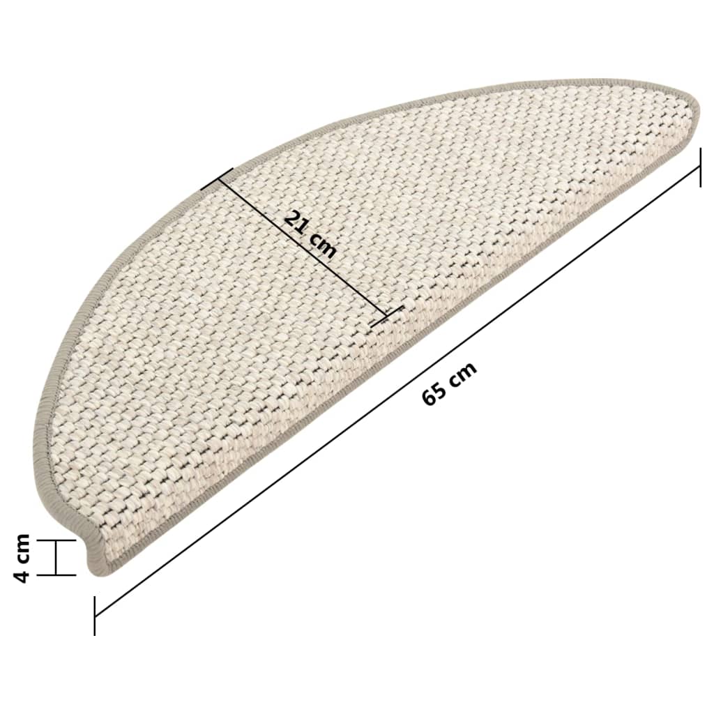 Trapmatten zelfklevend 15 st sisal-look 65x21x4 cm beige 65 x 25 cm Beige