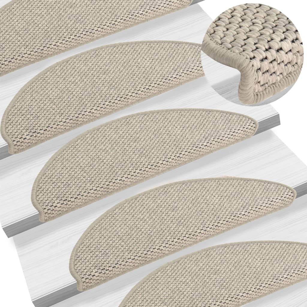 Trapmatten zelfklevend 15 st sisal-look 65x21x4 cm taupe 65 x 25 cm Taupe