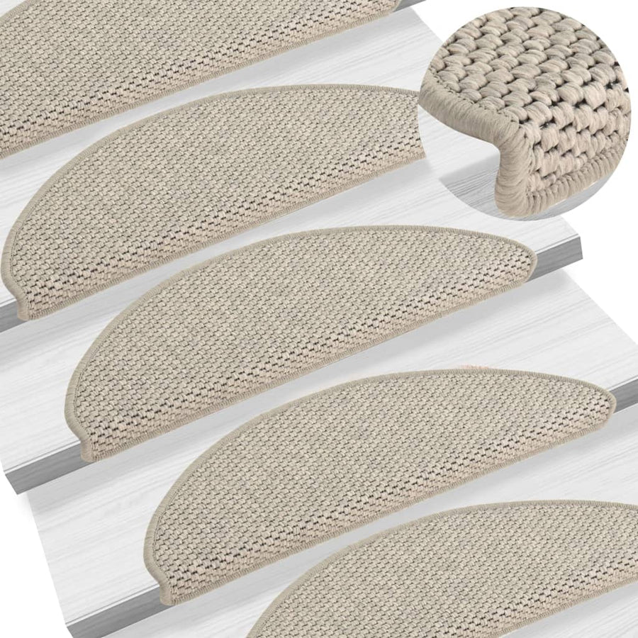 Trapmatten zelfklevend 15 st sisal-look 65x21x4 cm taupe 65 x 25 cm Taupe