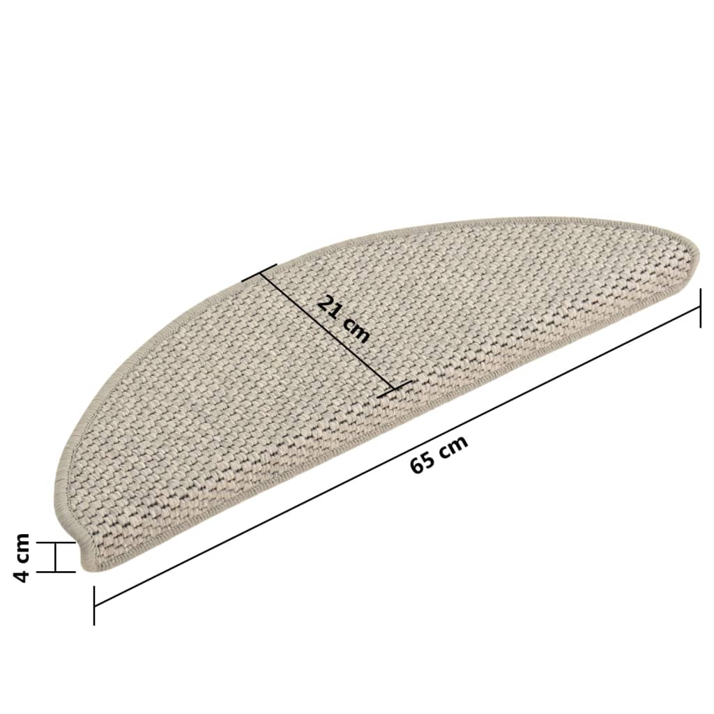 Trapmatten zelfklevend 15 st sisal-look 65x21x4 cm taupe 65 x 25 cm Taupe