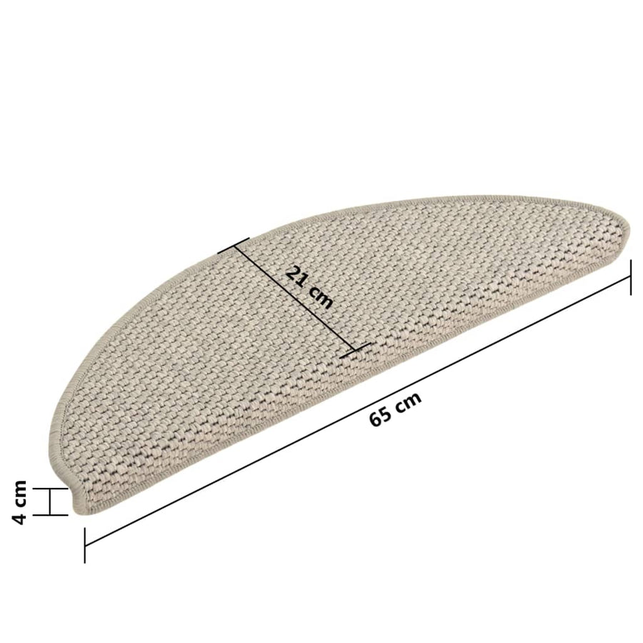 Trapmatten zelfklevend 15 st sisal-look 65x21x4 cm taupe 65 x 25 cm Taupe