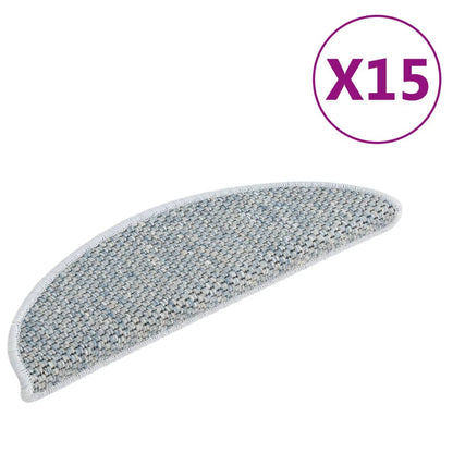 Trapmatten zelfklevend 15 st sisal-look 65x21x4 cm blauw 65 x 25 cm Blauw