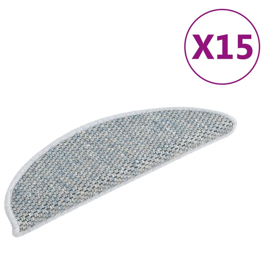 Trapmatten zelfklevend 15 st sisal-look 65x21x4 cm blauw 65 x 25 cm Blauw