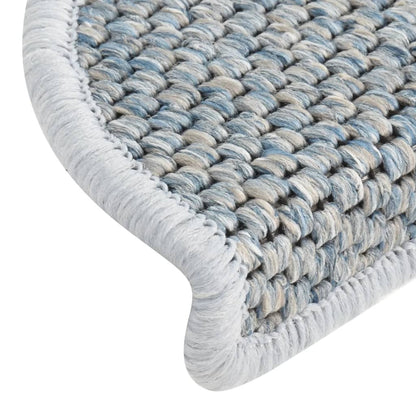 Trapmatten zelfklevend 15 st sisal-look 65x21x4 cm blauw 65 x 25 cm Blauw