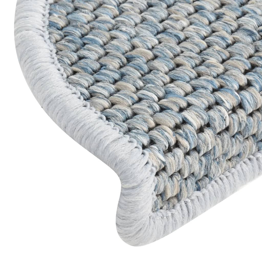 Trapmatten zelfklevend 15 st sisal-look 65x21x4 cm blauw 65 x 25 cm Blauw