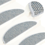 Trapmatten 15 st sisal-look 65x21x4 cm blauw
