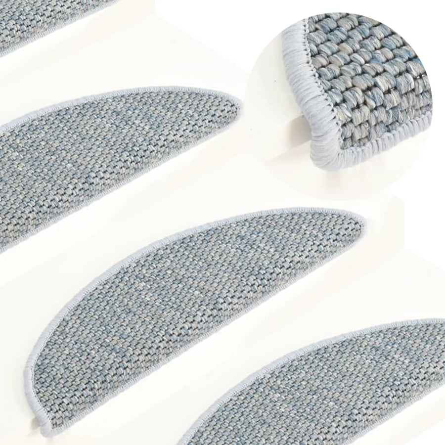 Trapmatten zelfklevend 15 st sisal-look 65x21x4 cm blauw 65 x 25 cm Blauw