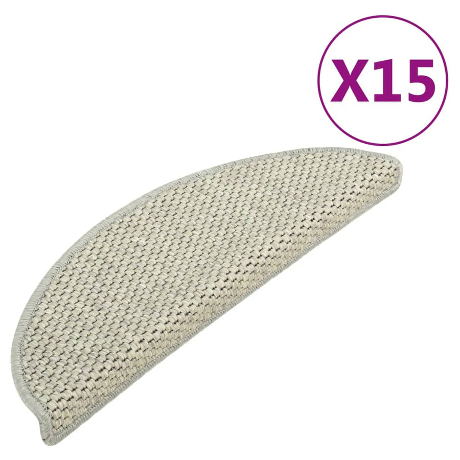 Trapmatten zelfklevend 15 st sisal-look 65x21x4 cm grijs 65 x 25 cm Grijs