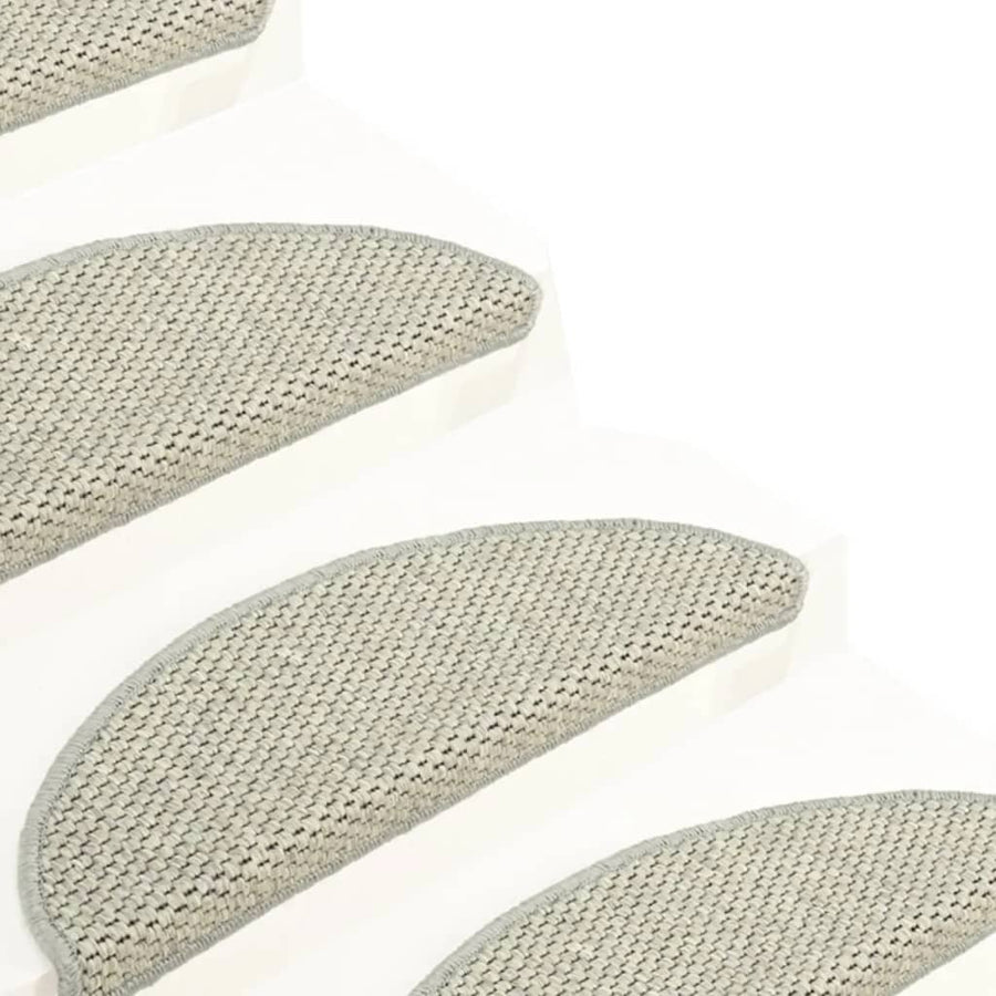 Trapmatten zelfklevend 15 st sisal-look 65x21x4 cm grijs 65 x 25 cm Grijs