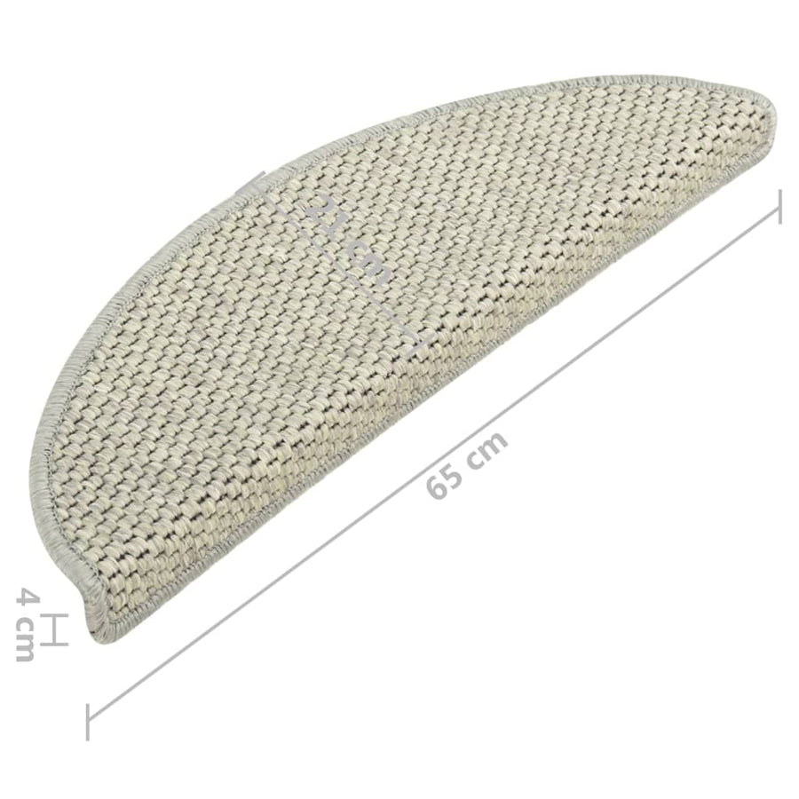Trapmatten zelfklevend 15 st sisal-look 65x21x4 cm grijs 65 x 25 cm Grijs