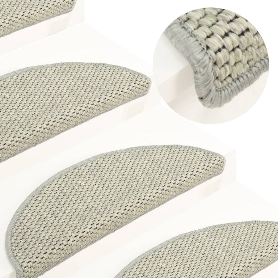 Trapmatten zelfklevend 15 st sisal-look 65x21x4 cm grijs 65 x 25 cm Grijs