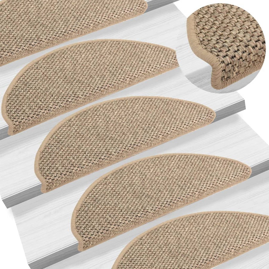 Trapmatten zelfklevend 15 st sisal-look 65x21x4 cm donkerbeige 65 x 25 cm Donkerbeige