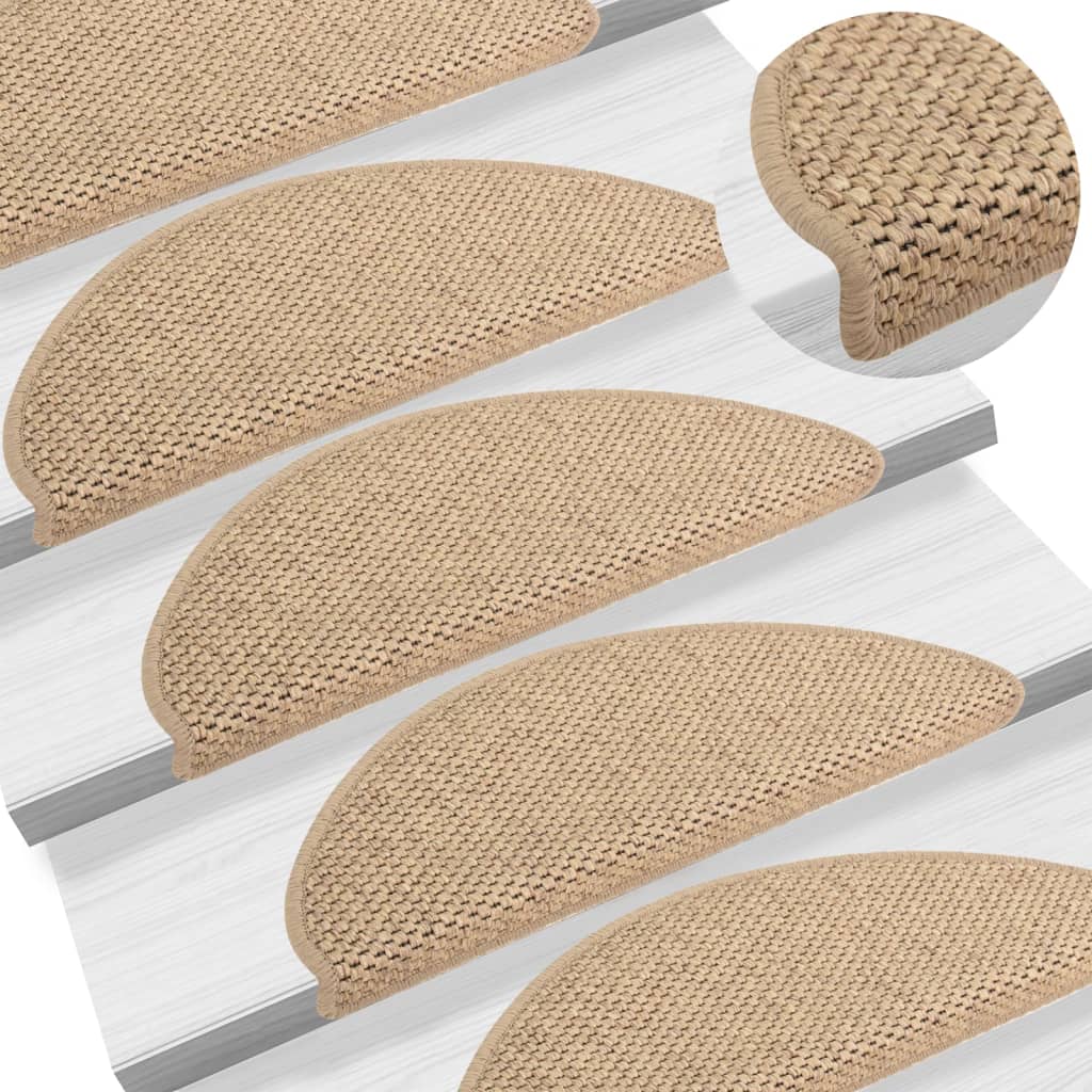 Trapmatten zelfklevend 15 st sisal-look 65x21x4 cm zandkleurig 65 x 25 cm Zand