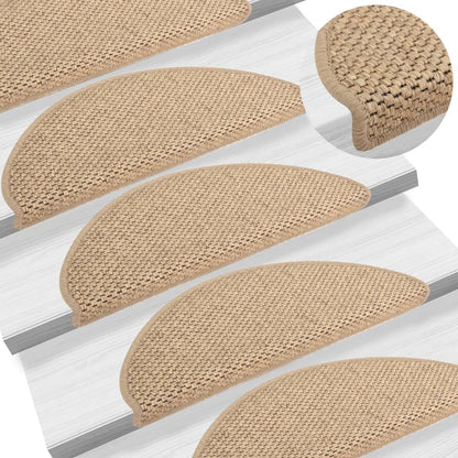 Trapmatten zelfklevend 15 st sisal-look 65x21x4 cm zandkleurig 65 x 25 cm Zand