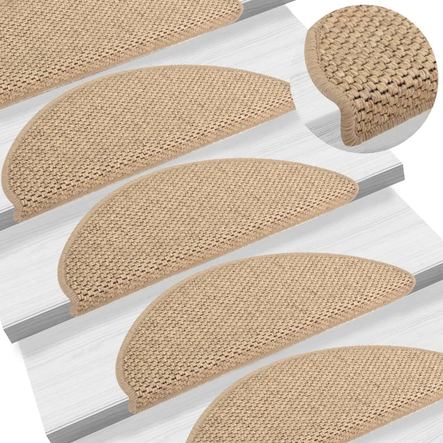 Trapmatten zelfklevend 15 st sisal-look 65x21x4 cm zandkleurig 65 x 25 cm Zand