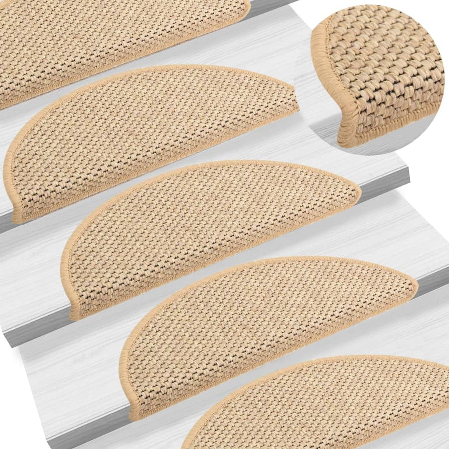 Trapmatten zelfklevend 15 st sisal-look 65x21x4 cm lichtbeige 65 x 25 cm Lichtbeige