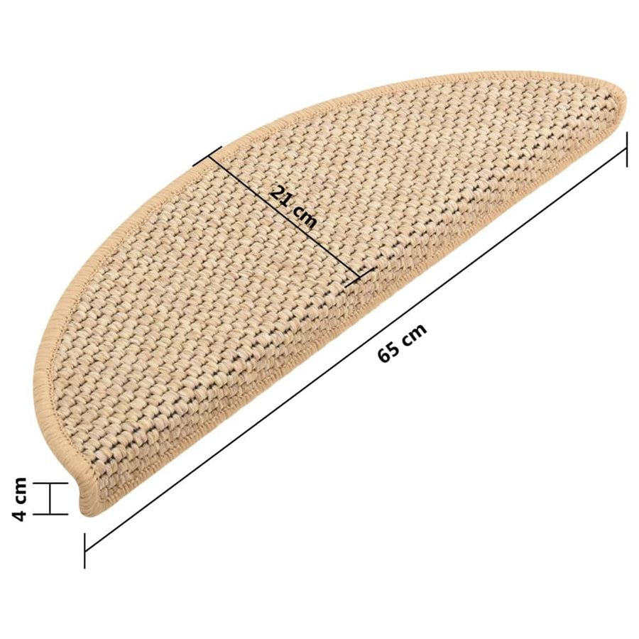 Trapmatten zelfklevend 15 st sisal-look 65x21x4 cm lichtbeige 65 x 25 cm Lichtbeige