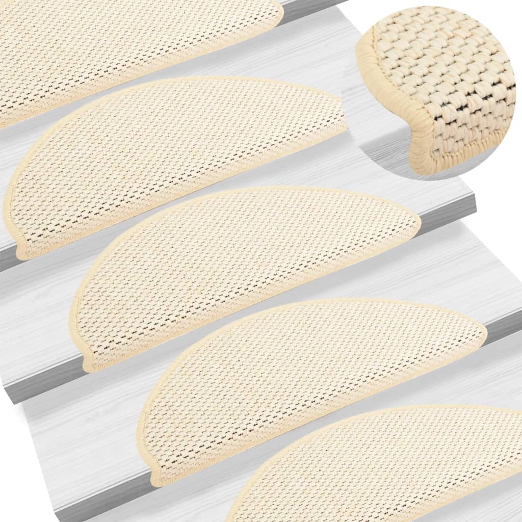 Trapmatten zelfklevend 15 st sisal-look 65x21x4 cm crèmekleurig 65 x 25 cm Crème
