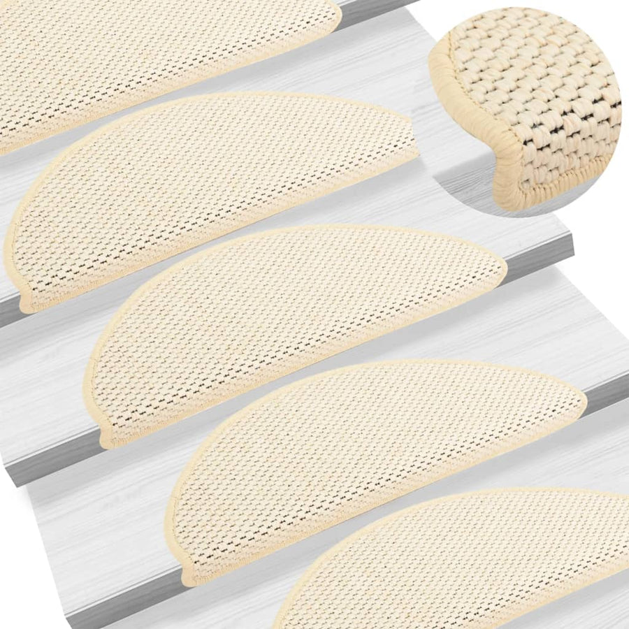 Trapmatten zelfklevend 15 st sisal-look 65x21x4 cm crèmekleurig 65 x 25 cm Crème
