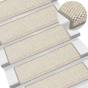 Trapmatten sisal-look 15 st platinakleur 65x21 cm