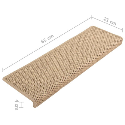 Trapmatten Zelfklevend Sisal-Look 65X21X4 Cm Kleurig Zand