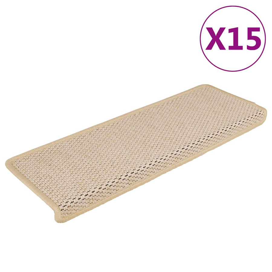 Trapmatten zelfklevend 15 st sisal-look 65x21x4 cm crèmekleurig