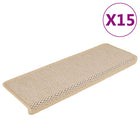 Trapmatten zelfklevend 15 st sisal-look crème 65x21x4 cm