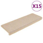 Trapmatten zelfklevend 15 st sisal-look crème 65x21x4 cm