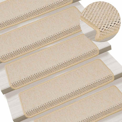 Trapmatten zelfklevend 15 st sisal-look 65x21x4 cm crèmekleurig