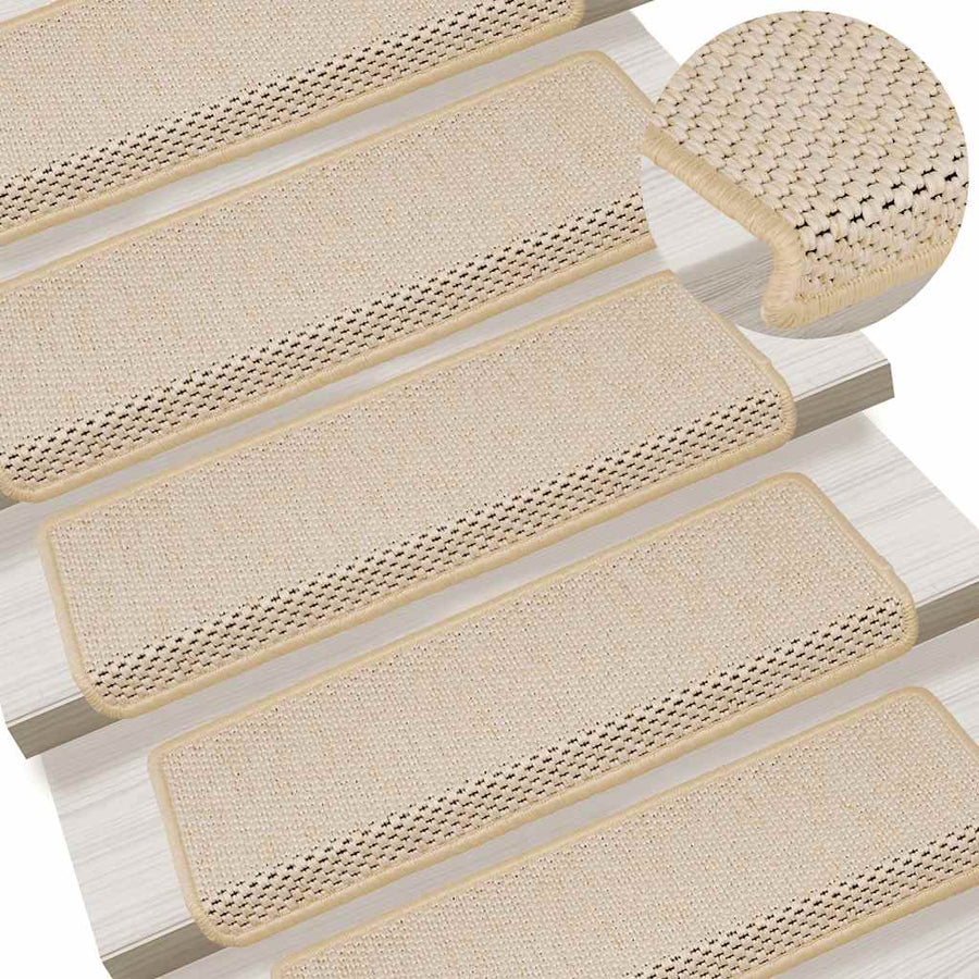 Trapmatten zelfklevend 15 st sisal-look 65x21x4 cm crèmekleurig