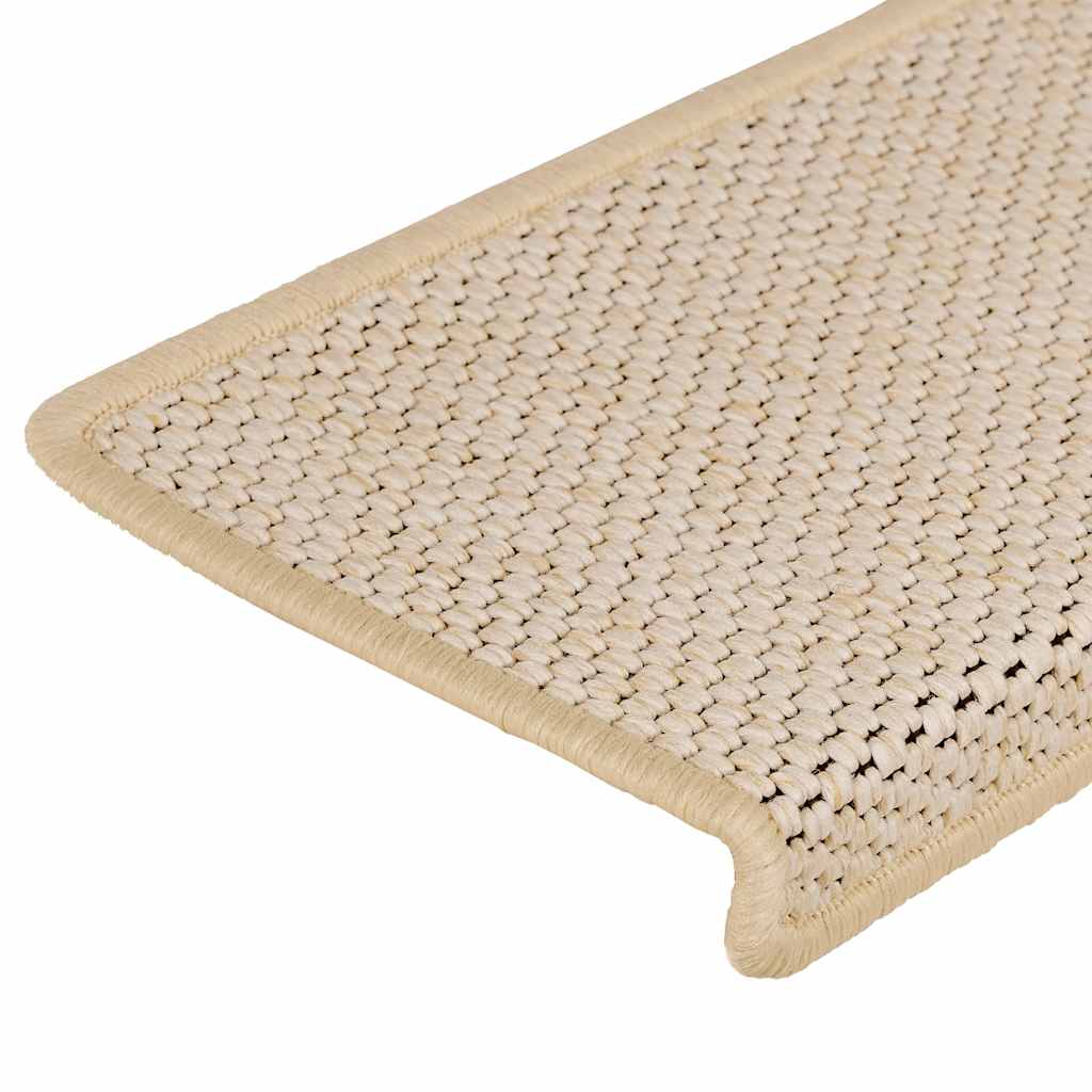 Trapmatten zelfklevend 15 st sisal-look 65x21x4 cm crèmekleurig